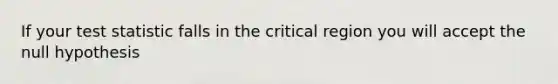 If your test statistic falls in the critical region you will accept the null hypothesis