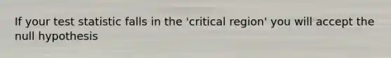 If your test statistic falls in the 'critical region' you will accept the null hypothesis