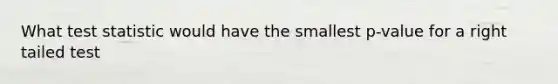 What test statistic would have the smallest p-value for a right tailed test