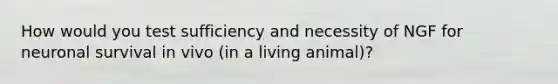 How would you test sufficiency and necessity of NGF for neuronal survival in vivo (in a living animal)?