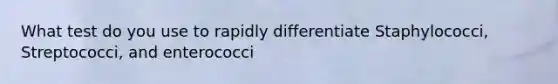 What test do you use to rapidly differentiate Staphylococci, Streptococci, and enterococci