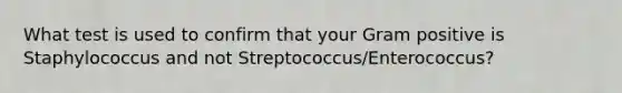 What test is used to confirm that your Gram positive is Staphylococcus and not Streptococcus/Enterococcus?