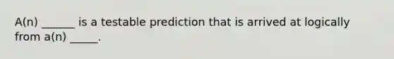 A(n) ______ is a testable prediction that is arrived at logically from a(n) _____.