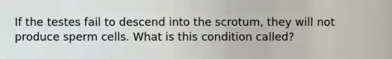 If the testes fail to descend into the scrotum, they will not produce sperm cells. What is this condition called?