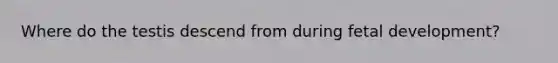Where do the testis descend from during fetal development?