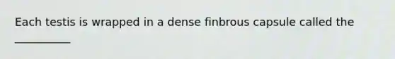 Each testis is wrapped in a dense finbrous capsule called the __________