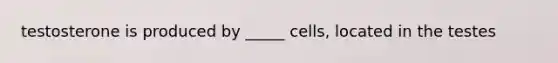 testosterone is produced by _____ cells, located in the testes