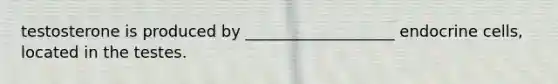 testosterone is produced by ___________________ endocrine cells, located in the testes.