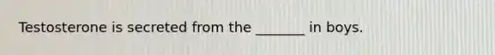 Testosterone is secreted from the _______ in boys.