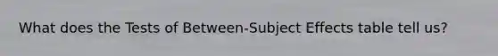 What does the Tests of Between-Subject Effects table tell us?