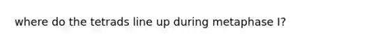 where do the tetrads line up during metaphase I?