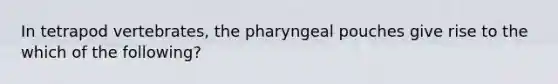 In tetrapod vertebrates, the pharyngeal pouches give rise to the which of the following?