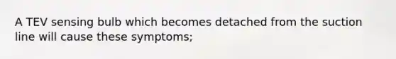 A TEV sensing bulb which becomes detached from the suction line will cause these symptoms;