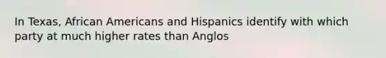 In Texas, African Americans and Hispanics identify with which party at much higher rates than Anglos