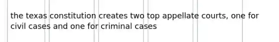 the texas constitution creates two top appellate courts, one for civil cases and one for criminal cases