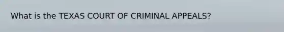 What is the TEXAS COURT OF CRIMINAL APPEALS?