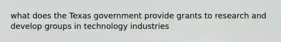 what does the Texas government provide grants to research and develop groups in technology industries