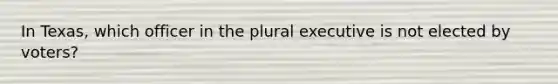 In Texas, which officer in the plural executive is not elected by voters?