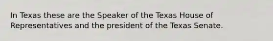 In Texas these are the Speaker of the Texas House of Representatives and the president of the Texas Senate.