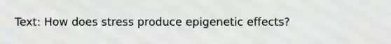 Text: How does stress produce epigenetic effects?
