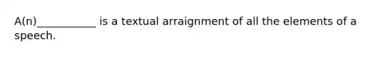 A(n)___________ is a textual arraignment of all the elements of a speech.