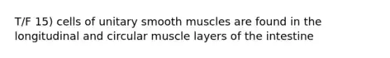 T/F 15) cells of unitary smooth muscles are found in the longitudinal and circular muscle layers of the intestine