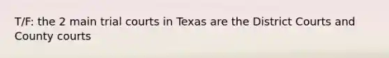 T/F: the 2 main trial courts in Texas are the District Courts and County courts