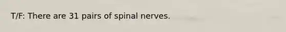 T/F: There are 31 pairs of spinal nerves.