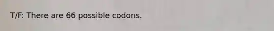 T/F: There are 66 possible codons.