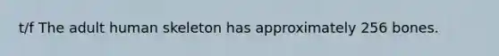 t/f The adult human skeleton has approximately 256 bones.