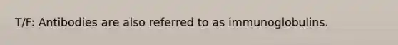 T/F: Antibodies are also referred to as immunoglobulins.