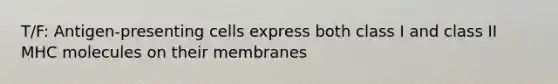 T/F: Antigen-presenting cells express both class I and class II MHC molecules on their membranes