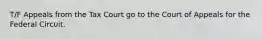 T/F Appeals from the Tax Court go to the Court of Appeals for the Federal Circuit.