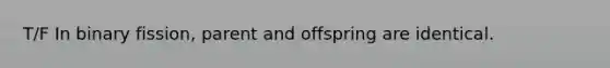 T/F In binary fission, parent and offspring are identical.