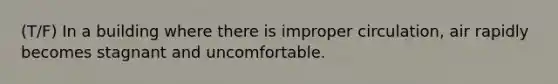 (T/F) In a building where there is improper circulation, air rapidly becomes stagnant and uncomfortable.