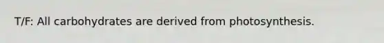 T/F: All carbohydrates are derived from photosynthesis.