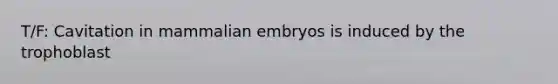 T/F: Cavitation in mammalian embryos is induced by the trophoblast