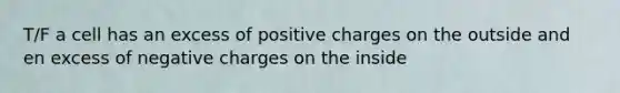 T/F a cell has an excess of positive charges on the outside and en excess of negative charges on the inside