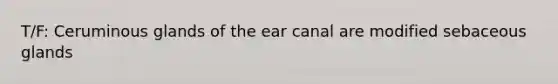 T/F: Ceruminous glands of the ear canal are modified sebaceous glands