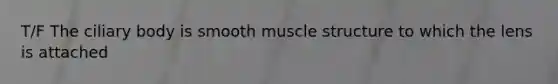 T/F The ciliary body is smooth muscle structure to which the lens is attached