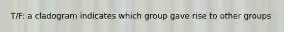 T/F: a cladogram indicates which group gave rise to other groups