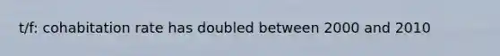 t/f: cohabitation rate has doubled between 2000 and 2010