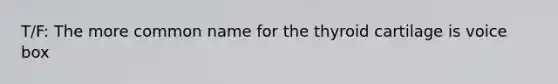 T/F: The more common name for the thyroid cartilage is voice box