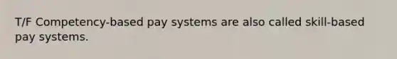 T/F Competency-based pay systems are also called skill-based pay systems.