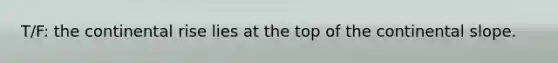 T/F: the continental rise lies at the top of the continental slope.