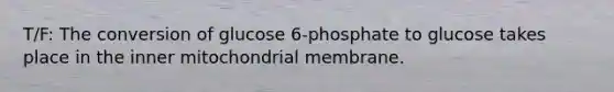 T/F: The conversion of glucose 6-phosphate to glucose takes place in the inner mitochondrial membrane.