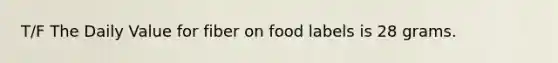 T/F The Daily Value for fiber on food labels is 28 grams.