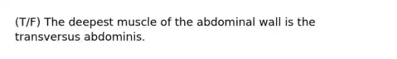 (T/F) The deepest muscle of the abdominal wall is the transversus abdominis.