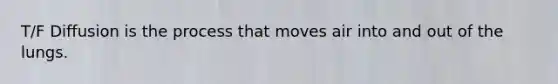 T/F Diffusion is the process that moves air into and out of the lungs.