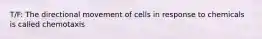 T/F: The directional movement of cells in response to chemicals is called chemotaxis